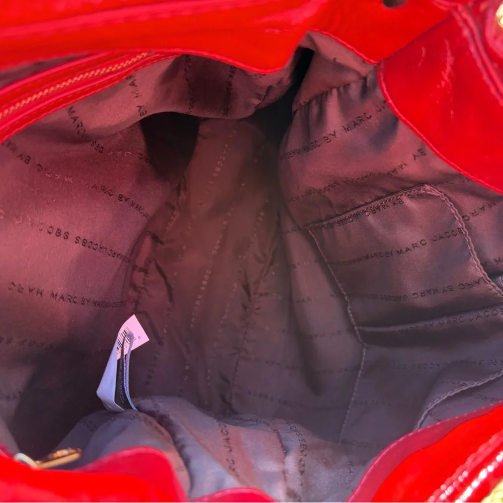 Marc by Marc Jacobs Red Leather Hobo Bag with Gold Hardware